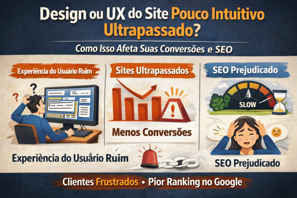 Design ou UX do Site Pouco Intuitivo ou Ultrapassado Como Isso Afeta Suas Conversões e o SEO